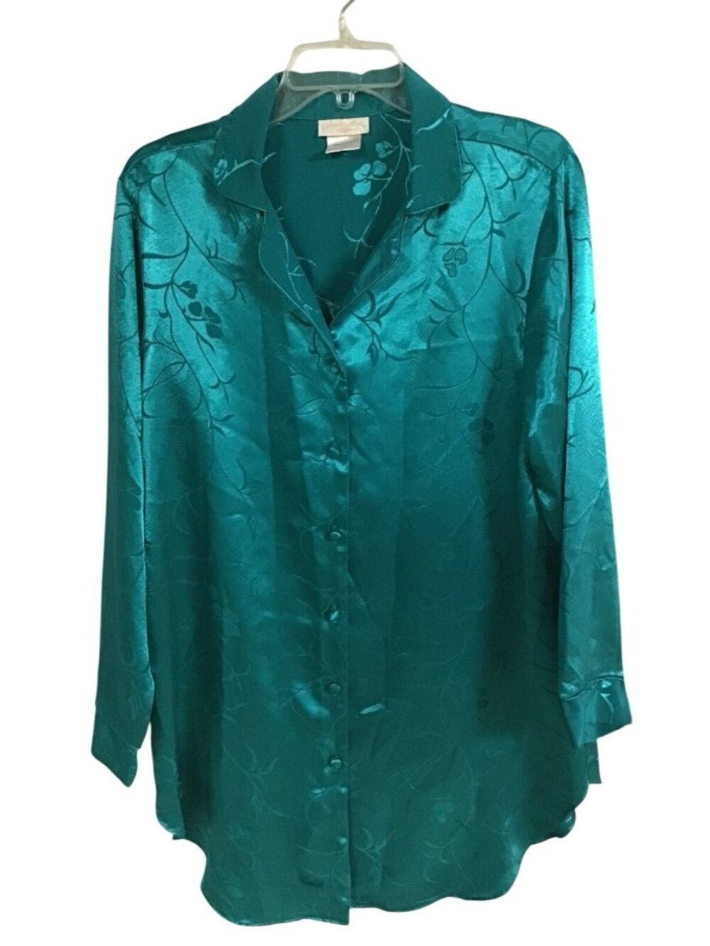 Inner Most Vintage Womens Large 3 Piece Teal Satin Cami Pants Robe Pajama Set